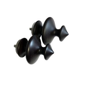 Pair of Curtain Drapery Rod End Cap Finials Brushed Metal